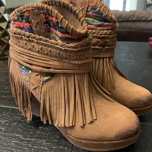 Naughty Monkey Cowgirl Western Boot Wedges